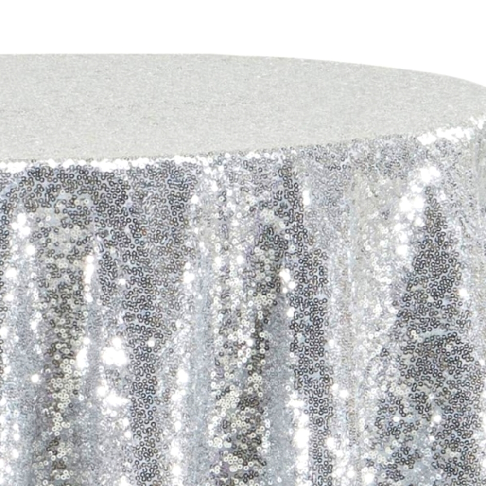 90" Round Silver Sequin Tablecloth
